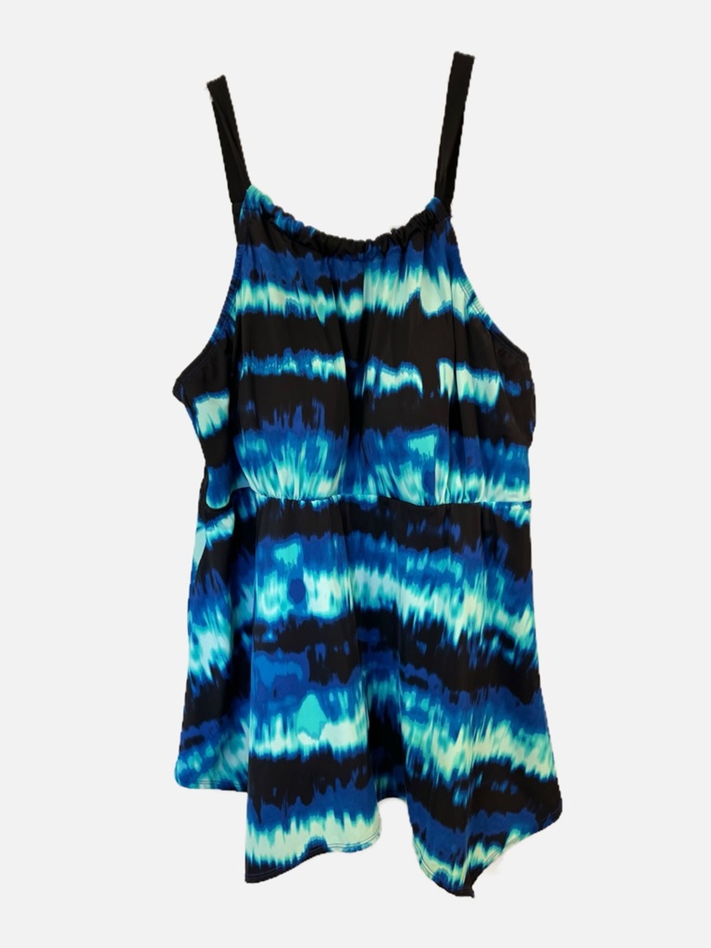 Catherines Women’s Swimsuit Bathing Suit Tankini Swim Top Tie Dye Print 24W